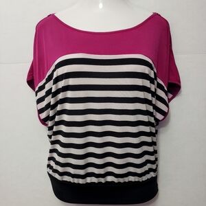 Heart Soul Striped Blouse Top- XL